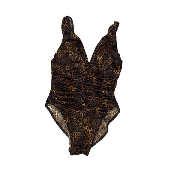 Miraclesuit One Piece Animal Print Ruched Swimsuit Women's Size 12 - Picture 5 of 14